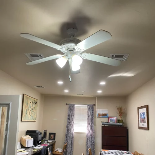 ceiling fan with lights installed in a residential property tuttle ks